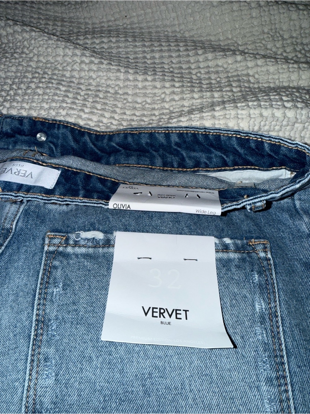 VERVET High-Rise Wide Leg Distressed Jeans - Light Blue - Picture 4 of 4